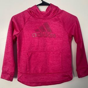 Adidas Girls Magenta Heather Pink Iridescent Hooded Sweatshirt Size 5